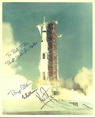 Apollo 11 (3) Armstrong, Aldrin, & Collins Signed 8X10 Photo BAS #A80443