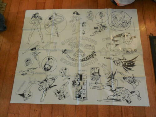 DC Superheroes Plastic Coloring Sheet Approx 42 X 35 1978 SNP       ID:36196