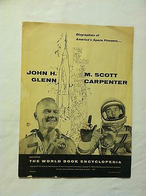 John Glenn & Scott Carpenter 1962 World Book Encyclopedia Astronomy NASA MOON
