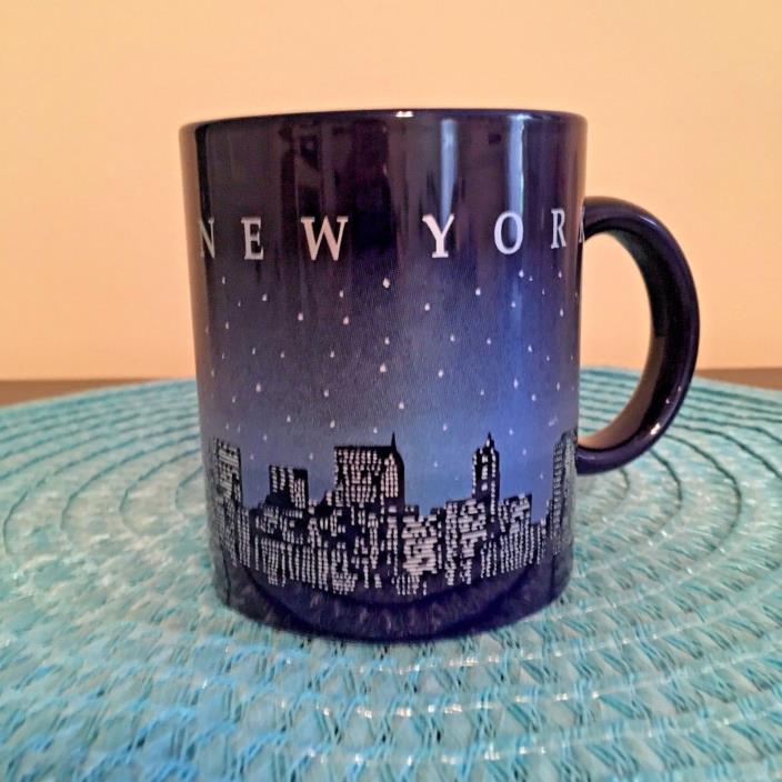 Vintage Cobalt Blue Coffee Mug New York Skyline Pre 911 Collectible EUC