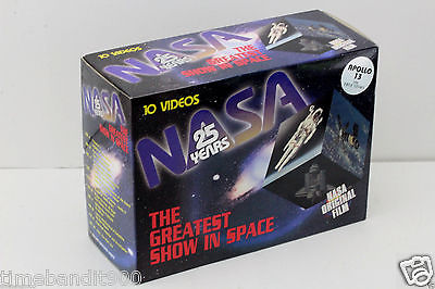 Vtg. NASA 25 Years -The Greatest Show in Space. Boxed Set Of 10 VHS Tapes. New.