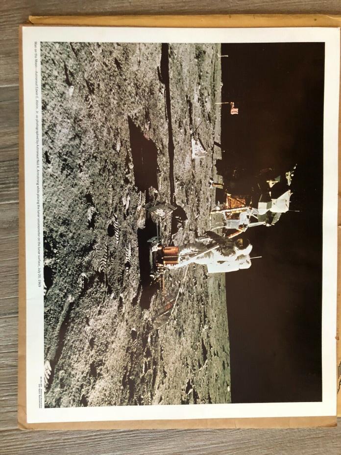 Vintage Official NASA Jumbo Photograph -69-HC-683 - Man On Moon - 16x20