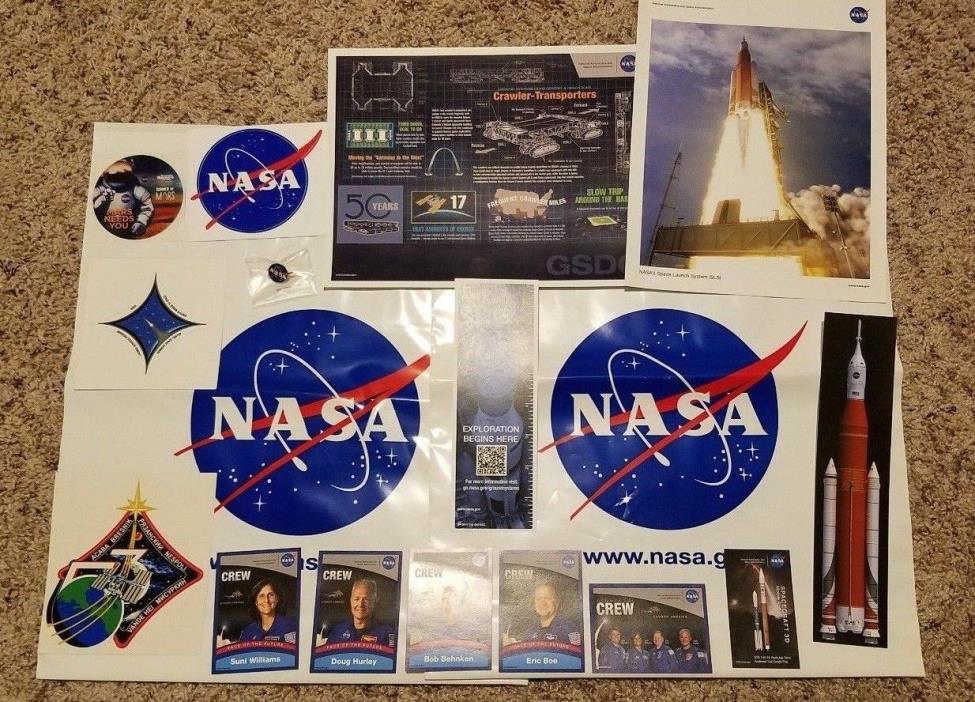 NASA Kennedy Space Program Collectible LOT Stickers DECALS Cards PIN Photos BAGS