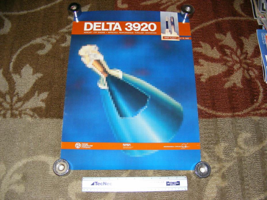 Vtg Aerojet Rocket Poster 17 x 23 Delta 3920 McDonnell Douglas NASA