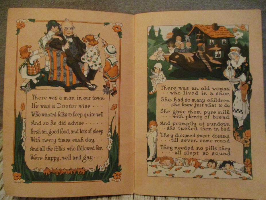 Vintage Insurance Advertising-MOTHER GOOSE-Illustrated Child NURSERY RHYME Book