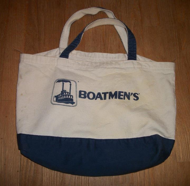 Vintage BOATMEN'S Bank Canvas Tote Bag Paddlewheel Steamboat Riverboat St Louis