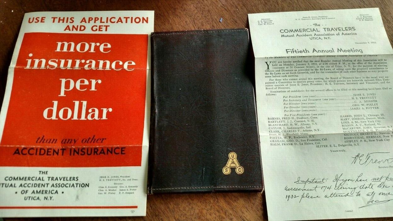 Vintage1932 Blank Commercial Travelers MAA Insurance Papers & Document Holder