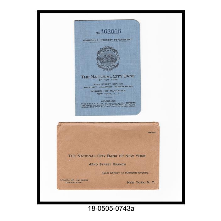 1927 The National City Bank of New York Pass Book