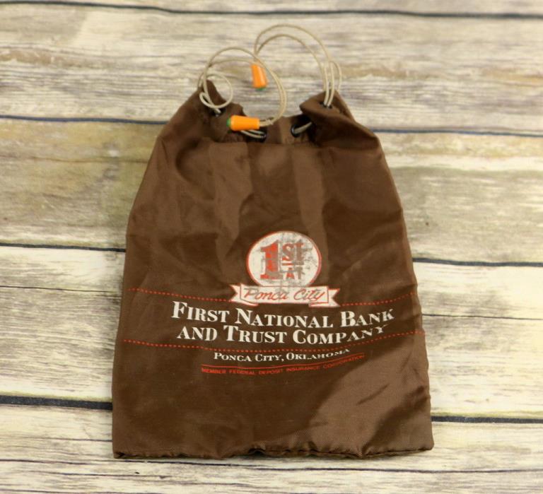 First National Bank Ponca City Oklahoma Coin Money Deposit Bag OK Brown 1st VTG