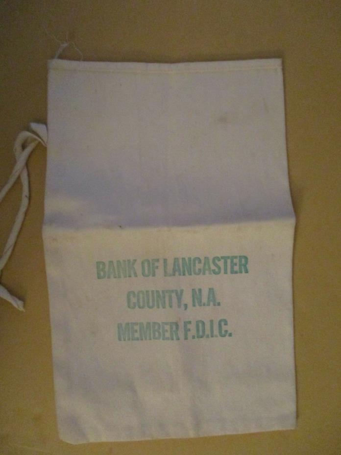 Vintage BANK OF Lancaster CO. PA Canvas Bank Bag