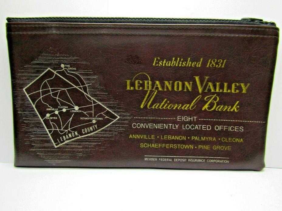 Lebanon Valley National Bank Brown Zippered Bank Bag Vintage