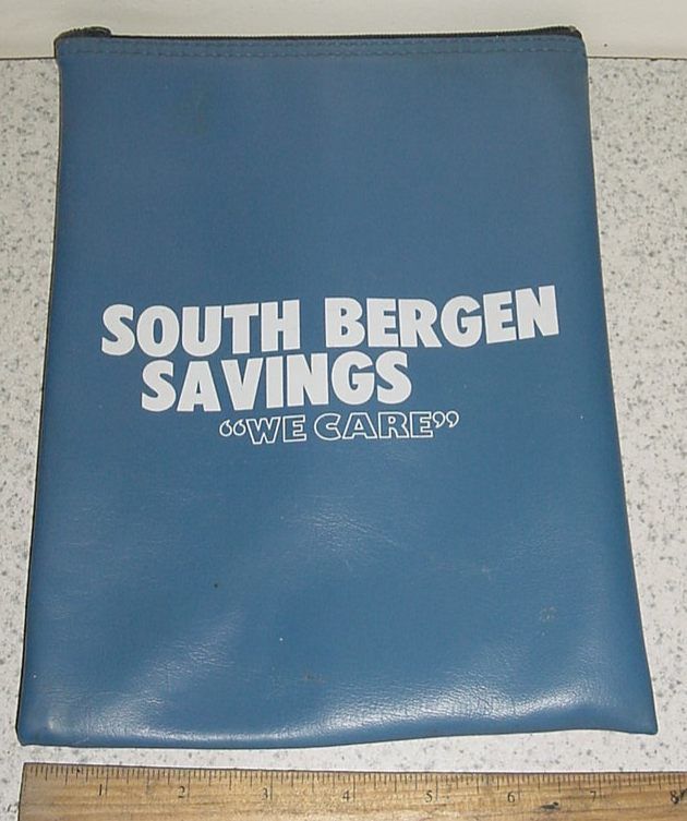 VINTAGE BANK ADVERTISING SOUTH BERGEN SAVINGS VINYL MONEY DEPOSIT BAG 