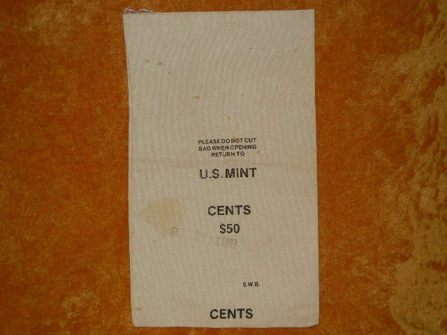 Vintage U.S. Mint S.W.B. Cents $50 Canvas Cloth Money Coin Bag PB Sep.23,1997.