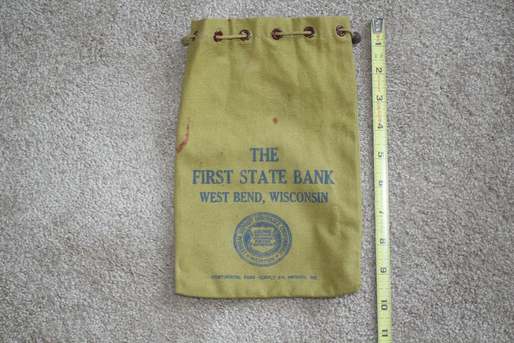 Vintage Bank Bag First State Bank West Bend, Wis