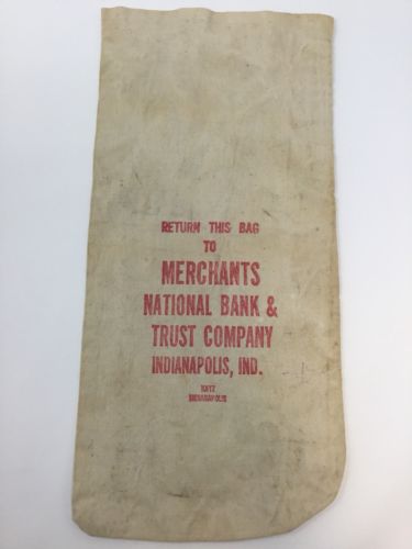 Canvas MERCHANTS NATIONAL BANK & TRUST COMPANY Indianapolis IN Coin Money Bag