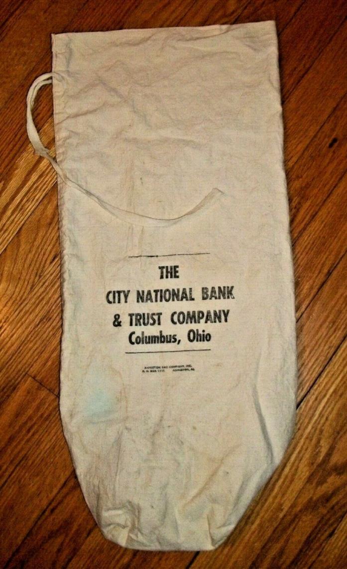 VINTAGE BANK BAG CLOTH CITY NATIONAL BANK COLUMBUS OHIO LARGE