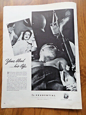 1943 Prudential Insurance Ad Your Blood His Life