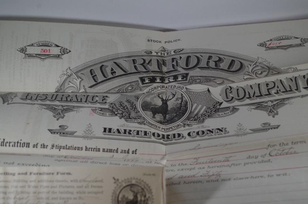 1899 Hartford Fire Insurance Co Agent Kerlin Port Royal PA For Stable