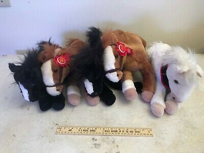 LOT OF 5 VINTAGE WELLS FARGO BANK PONY HORSE PLUSH STUFFED ANIMAL TOY