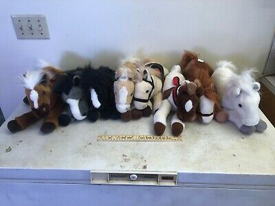 LOT OF 8 VINTAGE WELLS FARGO BANK PONY HORSE PLUSH STUFFED ANIMAL TOY