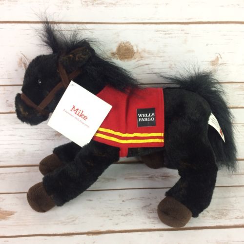 NWT Wells Fargo Mike Legendary Pony Horse Plush 2016 Black Brown Stuffed Animal