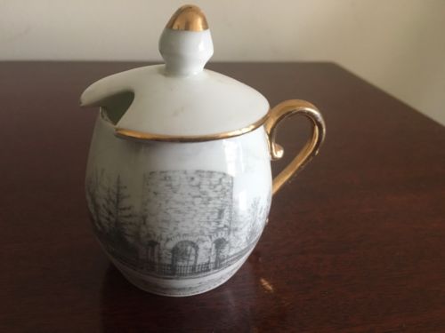 Early 1900s Old Stone Mill Newport RI Walsh Bros Germany Bone China Cup & Cover