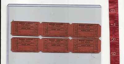 Vintage lot 15c Magic Carpet Fun House tickets Coney Island N.Y.free shipping