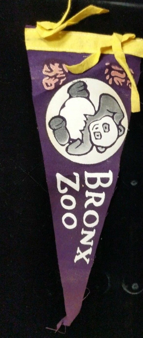 Vintage Used Purple Bronx Zoo Flag Tourist Flag With Dancing Panda C6-1
