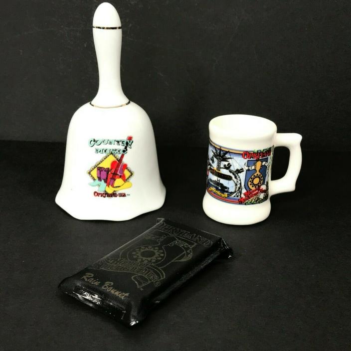 Lot of 3 Opryland USA Ceramic Bell Mini Mug Shot Glass Toothpick Holder Rain NEW