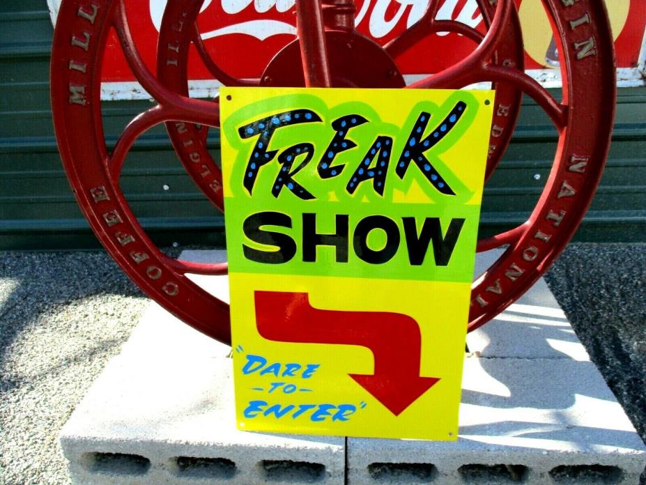 Vintage Carnival FREAK SHOW Entrance Sign Circus Amusement Park Midway FAIR Side