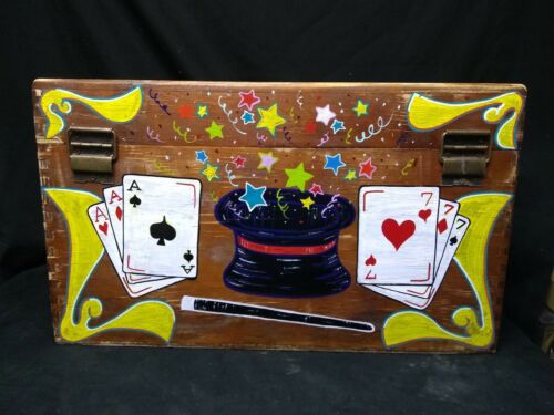 WOODEN MAGICIAN's MAGIC TRUNK BOX,CIRCUS,PROPS,sideshow,Oddity,,odd,WEIRD,ART,