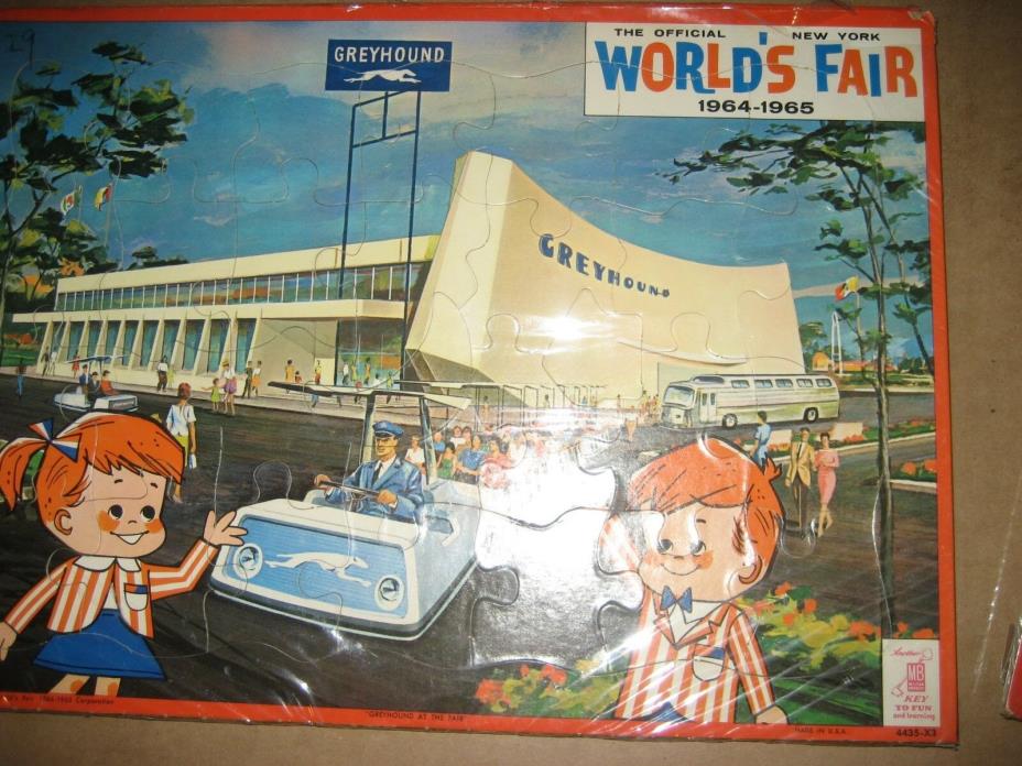 1964 Worlds Fair Frame Tray Puzzle, Mint sealed in Original cello #1 Greyhound