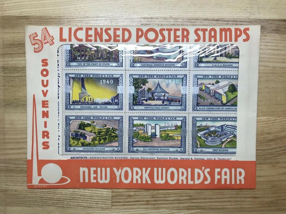 54 Vintage New York Worlds Fair 1939 Licensed Poster Souvenir Stamps 10 packages