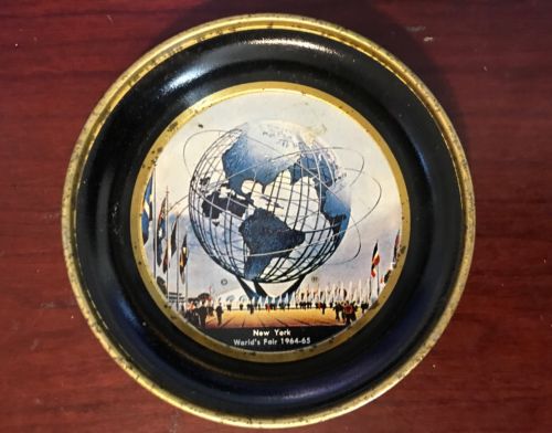 Vintage 1964-1965 NEW YORK Worlds Fair Tin Metal Plate Dish Souvenir Tip Tray