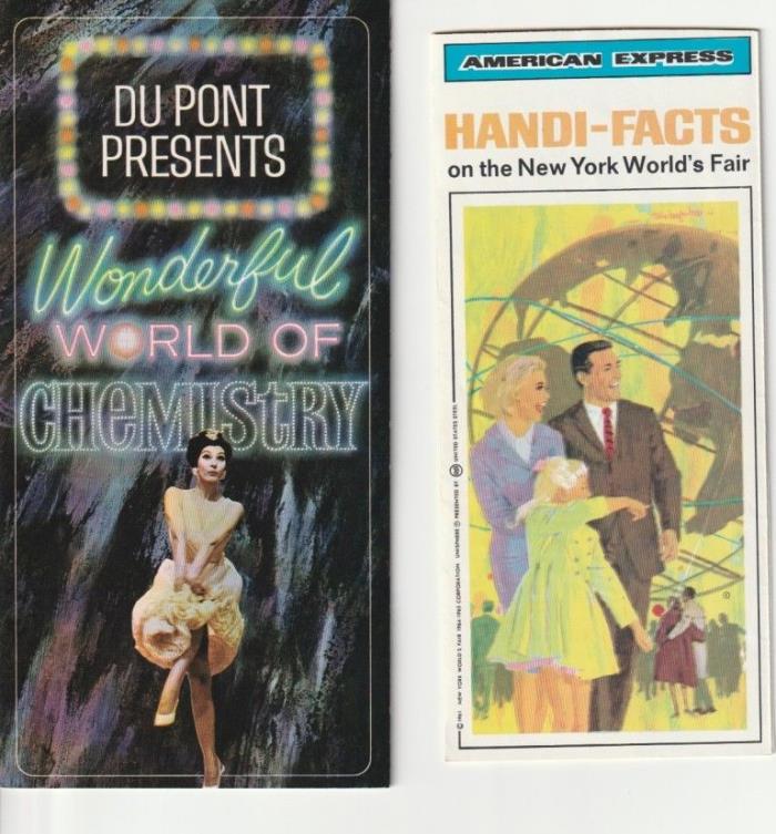 2  brochures for 1964 -1965 NY Worlds Fair Handi facks du Pont chemistrey