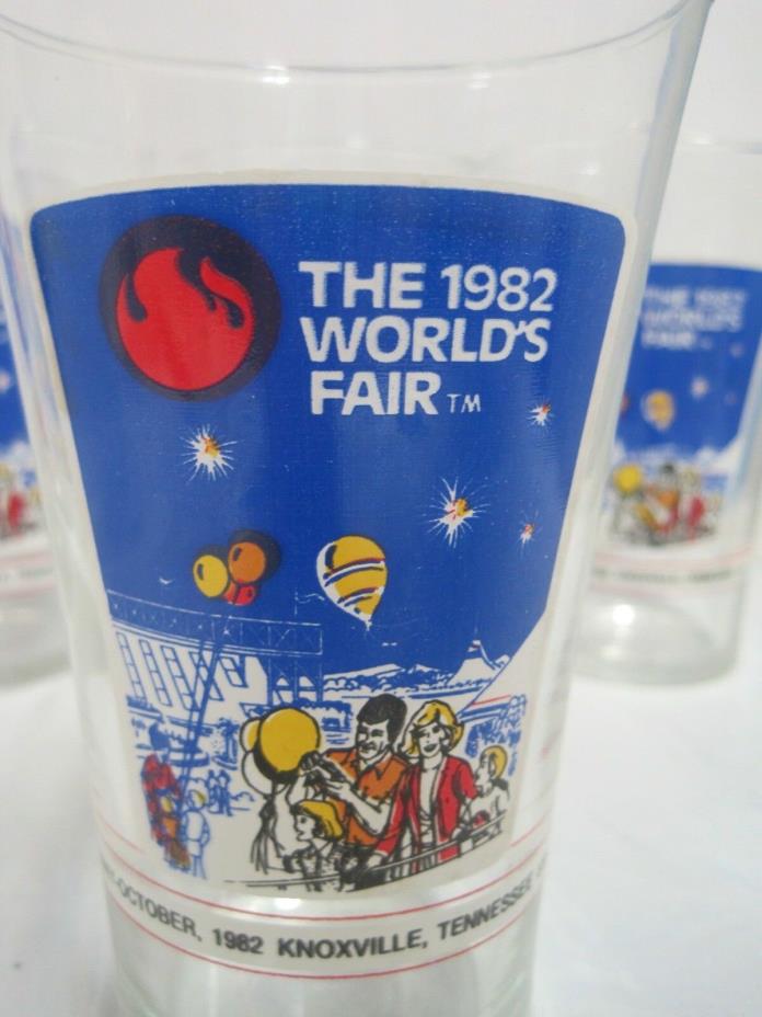 1982 Worlds Fair Commemoritive Glasses, Knoxville TN set of 4 (no.1)