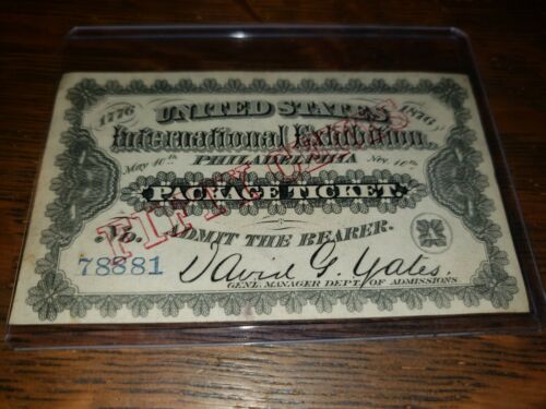 1876 United States International Exposition Philadelphia Package Ticket