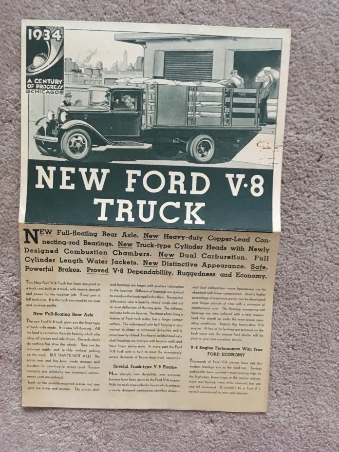 1933 CHICAGO CENTURY OF PROGRESS FORD V-8 TRUCK AD