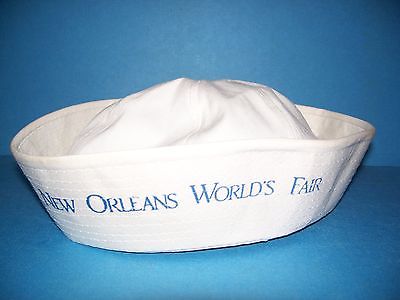 New Orleans 1984 World's Fair White Sailor Cap Hat Size 55 cm Very Good Cond