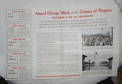 1933 Century of Progress Chicago Week Brochure School kids Admit Free Tickets