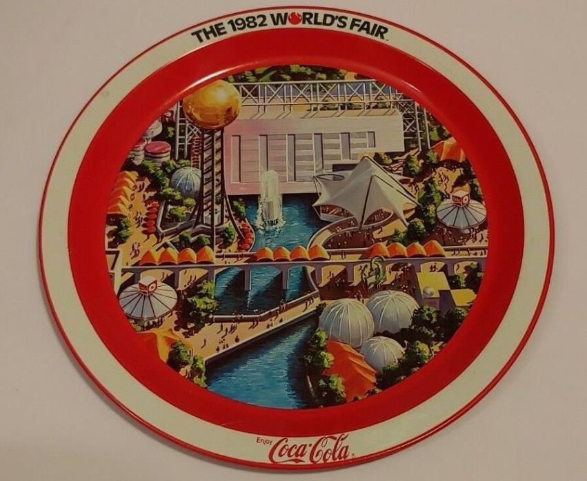 Vintage 1982 Worlds Fair Collectibles Knoxville TN Tin platter tray Coca Cola