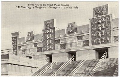 Great Maya Temple Chicago 1933 Worlds Fair Post Card Postcard Vintage 1934 i