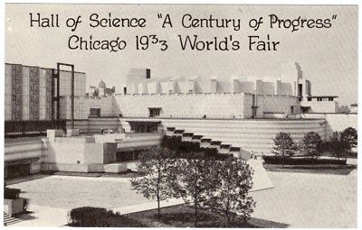 Hall of Science Chicago 1933 Worlds Fair Post Card Postcard Vintage 1934 i