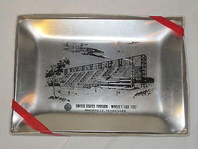 Vintage United States World's Fair 1982 metal tray historic collectible metal