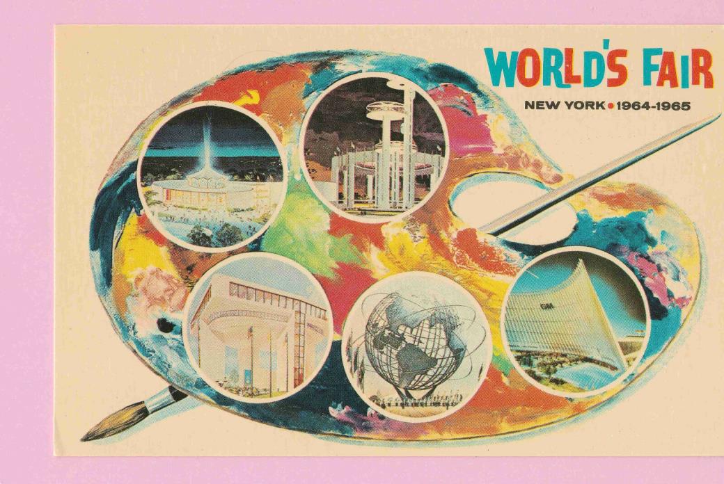 p462 | NY Worlds Fair '64 postcard, Dexter lic. by Manhattan, 1 card, 5 sm views
