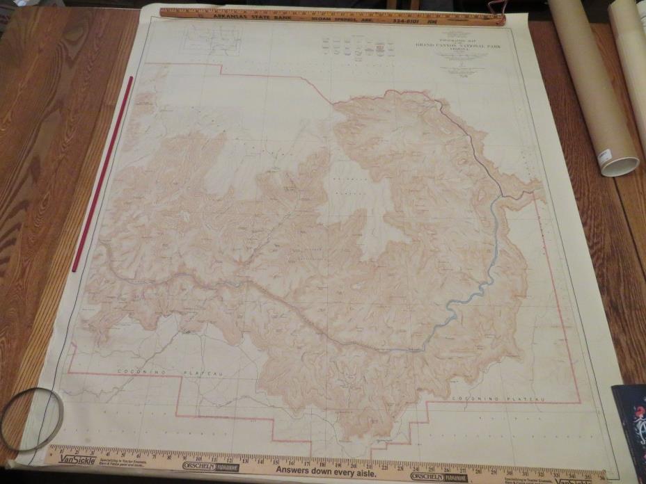 1948 Topographical Map of Grand Canyon National Park Arizona (East Half)