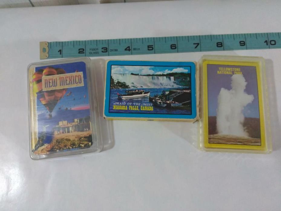 Lot of 3 Vintage Souvenir Playing Cards~Yellowstone~Niagara Falls~New Mexico