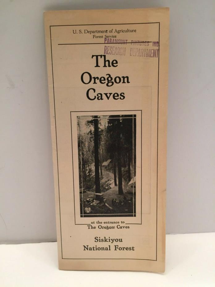 Vintage Oregon Caves Siskiyou Forest USDA Brochure 1920's Paramount Pictures