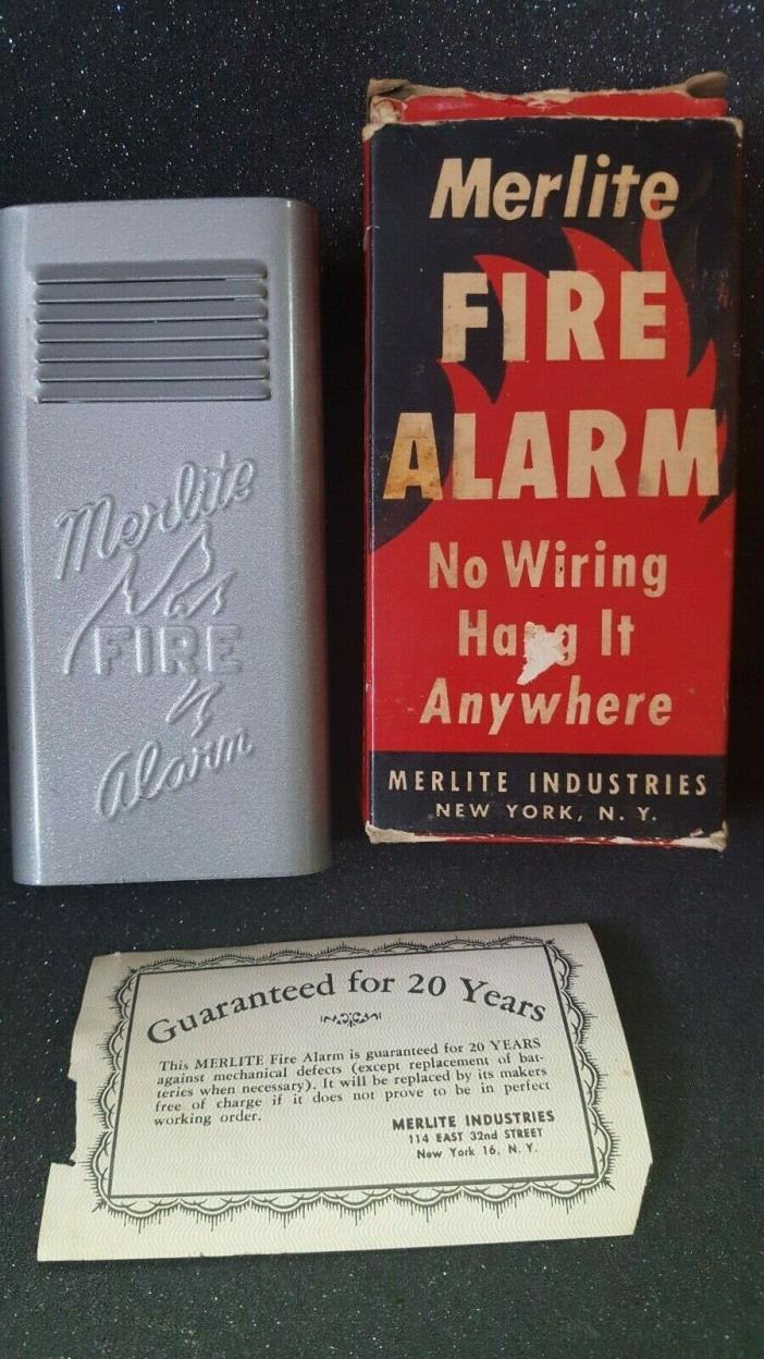 VINTAGE 1950s MERLITE FIRE ALARM IN BOX NOS GREAT COLOR FOR DISPLAY
