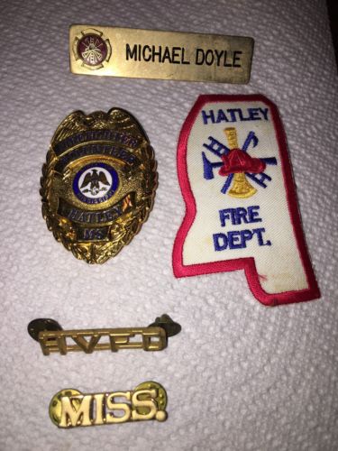 Vintage Hatley Mississippi Volunteer Firefighter Badge, Pins And Patch